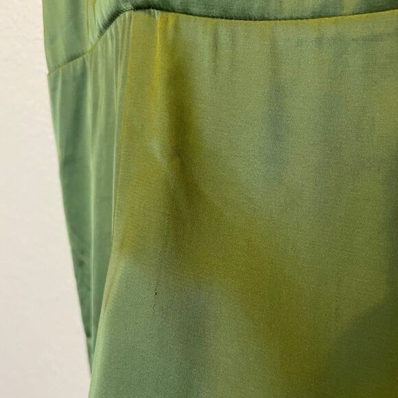 Abercrombie and Fitch Camille Green Satin Midi Dress Size Large Olive Green Date - Picture 5 of 11